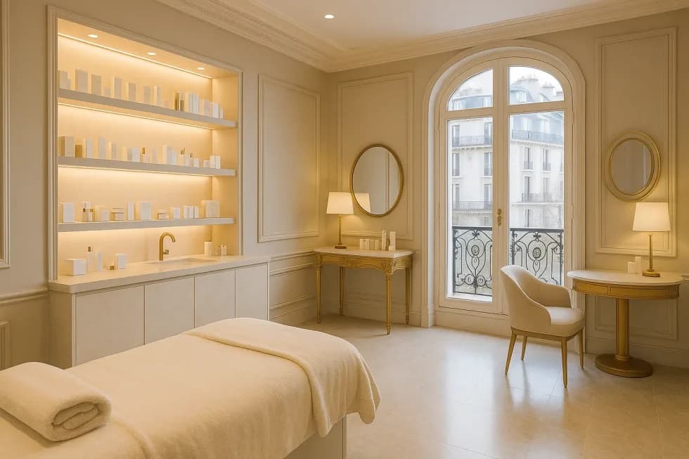 Salon de soin Iris & Co — ambiance lumineuse et dorée, Vieux Lille